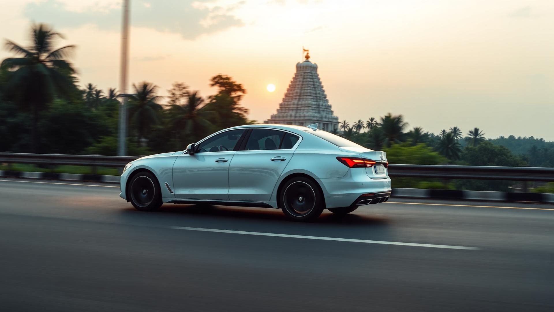 Premium sedan on Tamil Nadu highway